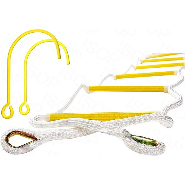 ISOP Rope Ladder Fire Escape Use | Emergency Exit Ladder 8/13/16/25/32 ft | Retractable Safety Rope Ladders with Carabiners – Lightweight & Compact | Multi Function | Reusable