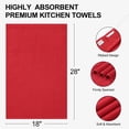 thumbnail image 2 of Simmore Premium Kitchen Towels, 100% Cotton Dish Towels for Drying Dishes, Ultra Soft Absorbent Ribbed Terry Towels Set with Hanging Loop, 18"x 28", 8 Pack, Red, 2 of 10