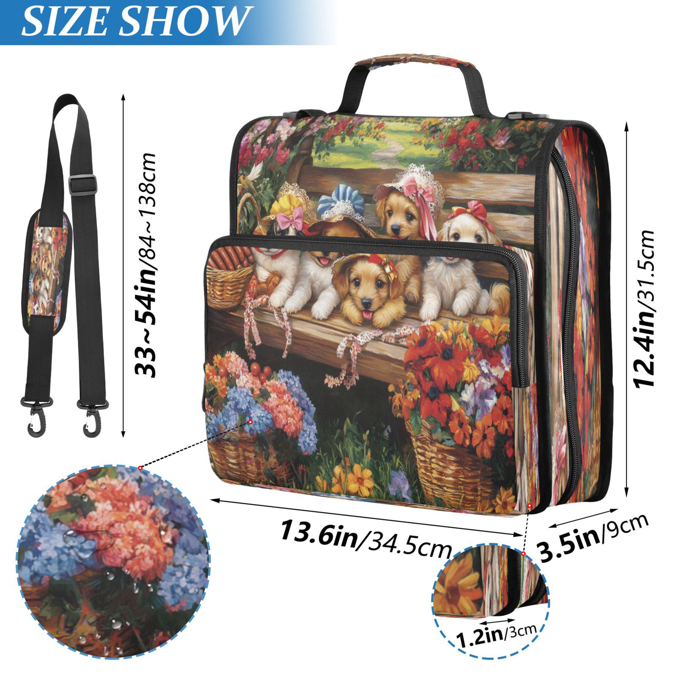 YAZAOO Zipper Binder trapper keeper Documents Organized Design Blossom Buddies on A Bench Printed