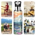thumbnail image 7 of Yayeee 20oz Double Wall Stainless Steel Water Bottle with Flip Straw, Floral Mountain, 7 of 7
