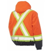 Mens Hi-Vis 3-in-1 Safety Bomber Jacket, 300D Poly Oxford with PU Coating, Fluorescent Orange, L