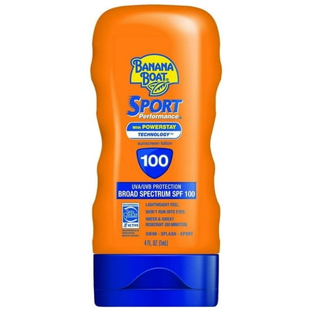 Banana Boat Sport Performance Sunscreen Lotion SPF 100 4 oz (Pack of 2)