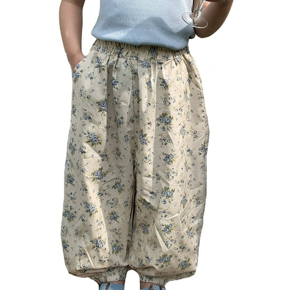 TOOYOU Girls Cargo Pants Toddler Baby Classic Personality Fashion Print Long Pants Summer Fall Harem Pants Versatile Casual Trousers For Sweet Girls Size 18-24 Months Beige