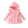 thumbnail image 3 of Feancey Toddler Girls Trench Coat Baby Kids Ruffle Long Sleeve Hooded Jackets Button Down Casual Winter Coats Soft Cotton Outwear Pink 3M, 3 of 10