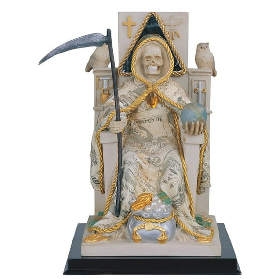 FC Design 10"H Santa Muerte with Money Robe Our Lady of The Holy Death Seated Figurine Statue Sculpture Ornament Decoration Home/Room Decor and Unique Gift Ideas