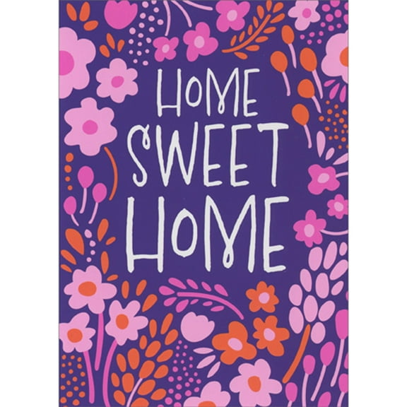 Avanti Press Home Sweet Home Pink Flowers on Purple A-Press Congratulations New Home Card