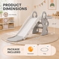 thumbnail image 4 of DKMOCO Foldable Toddler Slide，Kids Slide with Basketball Hoop & Ring Toss, Indoor Outdoor Playset for Kids 1-3, White Gray, 4 of 8