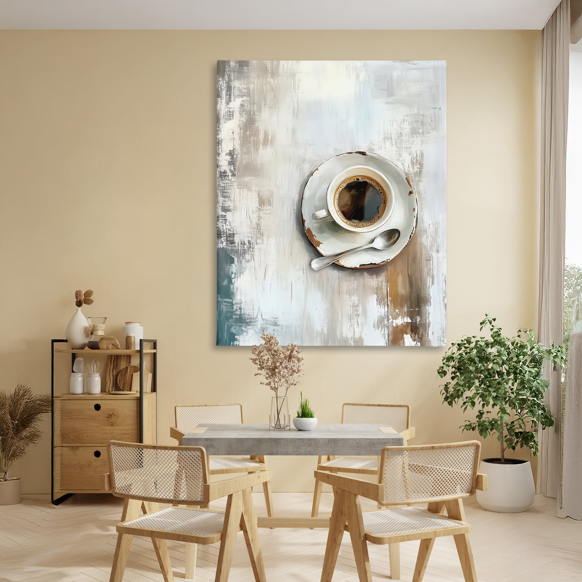 Stupell Industries Neutral & Rustic Cup of Coffee Canvas Wall Art, design by LSR Design Studio