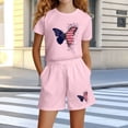thumbnail image 5 of Vornjynx Girls Outfit Sets Short Sleeve Graphic T-Shirt and Elastic Waist Shorts 2-Piece Summer Casual Cute Clothes Pink Size 5-6T, 5 of 6