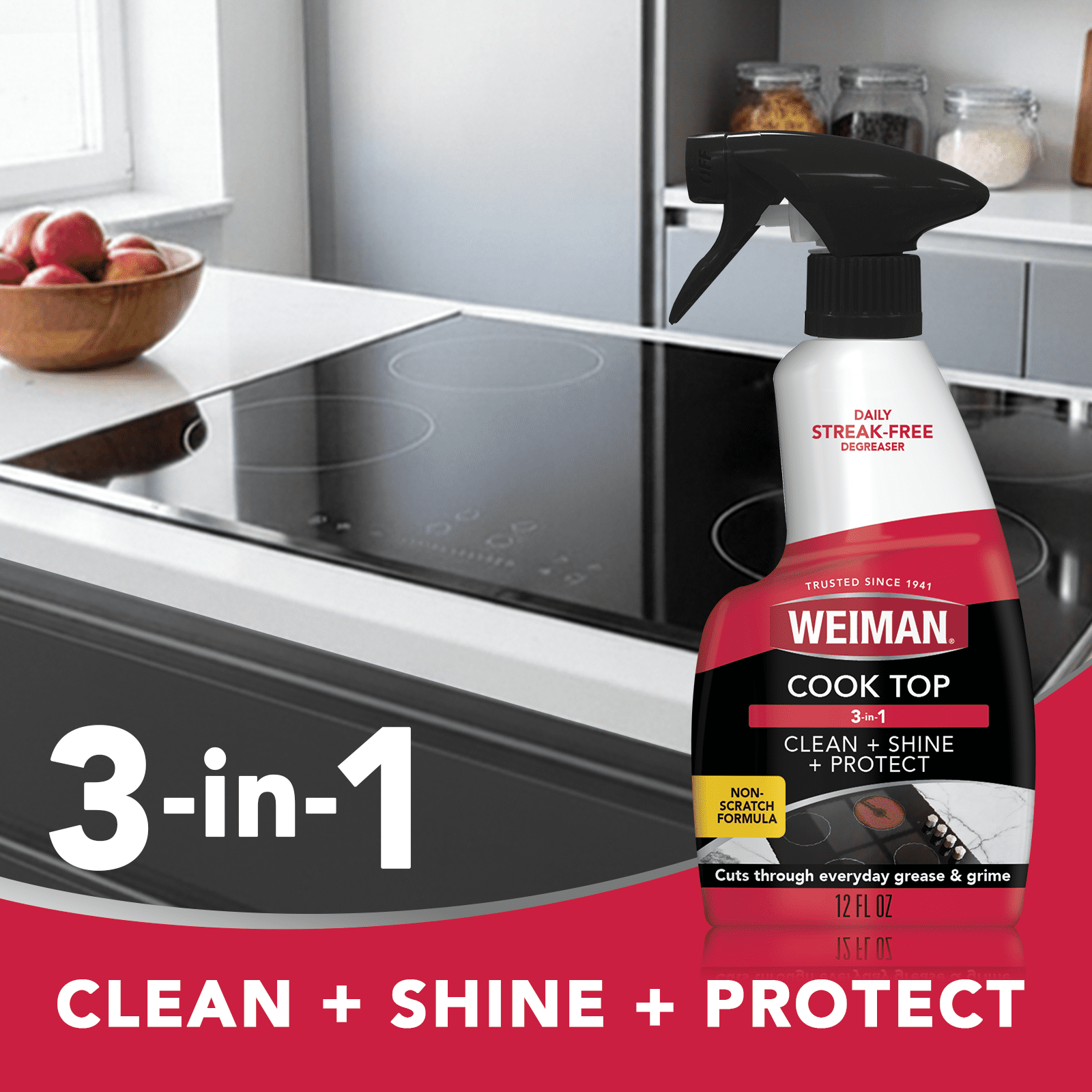 Weiman Daily Cooktop Cleaner Spray for Easy Daily Cleaning, Streak-Free Shine, 12 fl oz