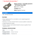 thumbnail image 2 of Battery Terminal - Compatible with 2014 - 2019 Nissan Versa Note 2015 2016 2017 2018, 2 of 2