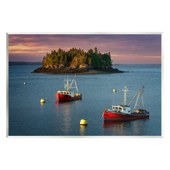 Stupell Boats Sailing Ocean Island Landscape Photography Wall Plaque Unframed Art Print Wall Art
