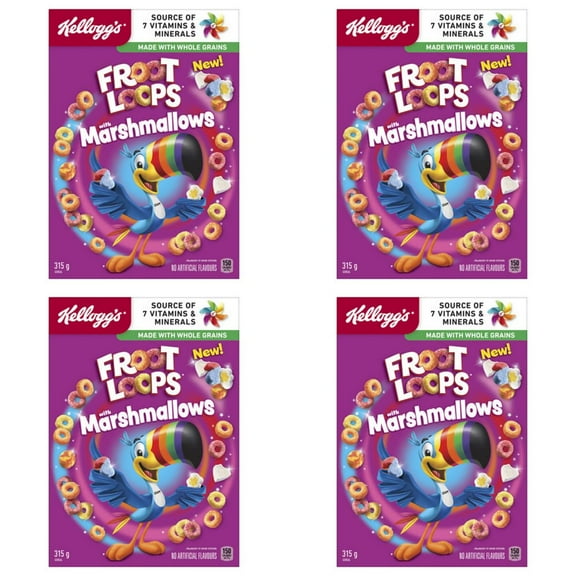 Kellogg's Froot Loops Marshmellow Cereal, 315g (4 Pack)