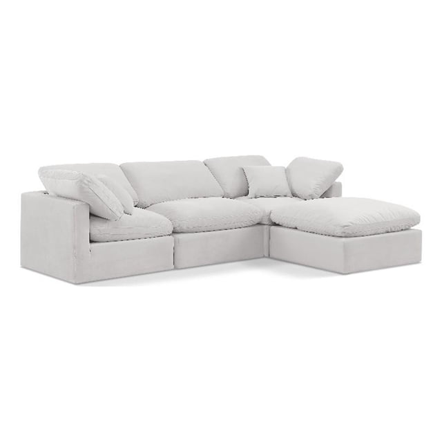 Meridian Furniture Indulge 94" Velvet L-Shaped Modular Sectional in Cream