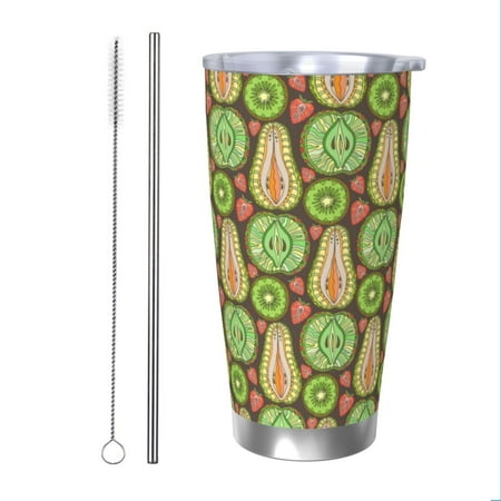 

Salouo Fruits 1 Print 20oz Tumbler with Lid Stainless Steel Vacuum Insulated Tumbler Durable Insulated Coffee Mug Thermal Cup with Splash Proof Sliding Lid-Straw Two-piece Set