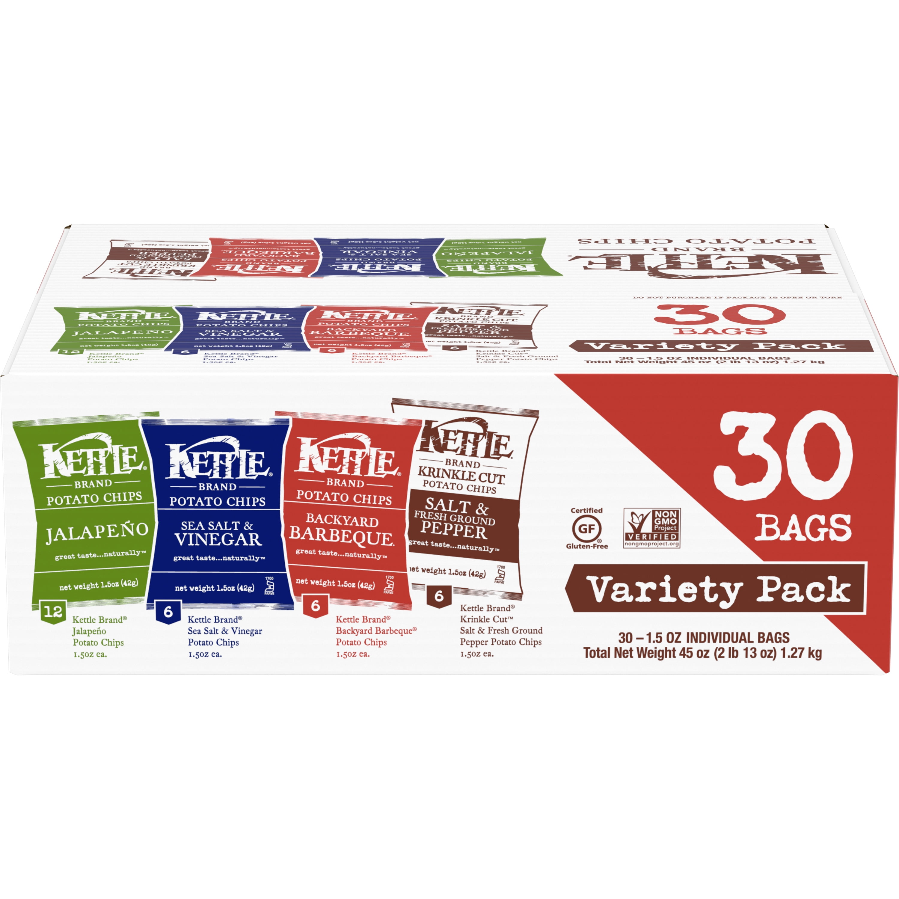Kettle Brand Potato Chips Variety Pack (Salt & Vinegar, Krinkle Salt