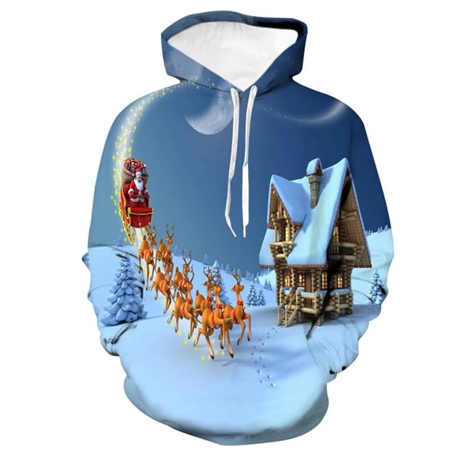 Sudadera con capucha con estampado 3D de Navidad para hombre, ropa de calle de Papá Noel para primavera y otoño, sudadera para gimnasio, ropa Hipster Y2k, ropa de calle de gran tamaño