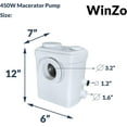 thumbnail image 6 of WinZo WZ5211-P Macerator Pump One Piece Toilet with Upflush System for Basement,3 Water inlets for Sink, Toilet & Bathtub,White, 6 of 6