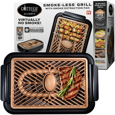 Gotham Steel Smokeless Indoor Electric Grill Nonstick Ceramic Indoor Grill with Fan 15" x 10"