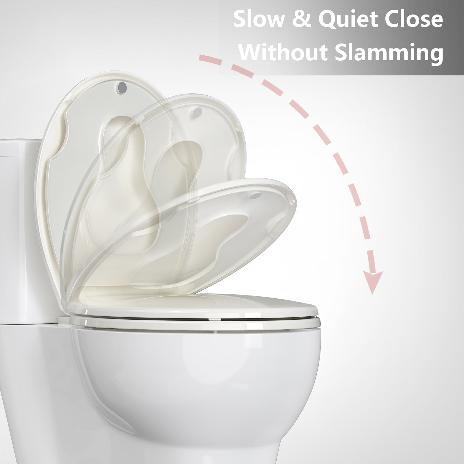 CuisinAid 19"L Elongated Toilet Seat with Built-in Toddler Training Seat, Soft-Close Lid, Safe PP Material & Easy Installation Kit,Biscuit