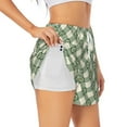 thumbnail image 2 of Haiem Daisy Plaid Green Women's 2 in 1 Running Shorts - Lightweight Athletic Workout Gym Yoga Breathable Sports Shorts Liner with Phone Pockets-X-Large, 2 of 9