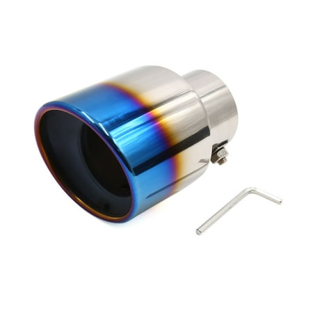 Metal Exhaust Grill - Universal Grilled Blue Metal Car Rear Round Exhaust Muffler Tip Tail Throat Pipe