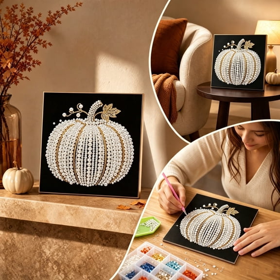 Halloween Diamond Art Kits For Adults Clearance, DIY Pearl Diamond Art, Hanging Ornament For Halloween Front Door Window Decor, DIY Halloween Home Decor Wall Art, Halloween Giftss