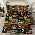 thumbnail image 2 of jejeloiu Rusticd Lake House Twin Sheet Sets,Happy Camping Camper Car Twin Fitted Sheet,Jungle Bear Deer Flat Sheet For Adult,Luxury Bedroom Decor,3pcs, 2 of 7