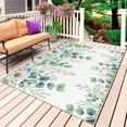 thumbnail image 4 of Outdoor Rug 3x5 ft Daisy Floral Outdoor Large Area Rug Non Slip Rubber Green Eucalyptus Leaves Branch Front Door Mat RV Rug Camping Carpet Patio Outdoor Rugs for Backyard Balcony Deck Porch Indoor, 4 of 9