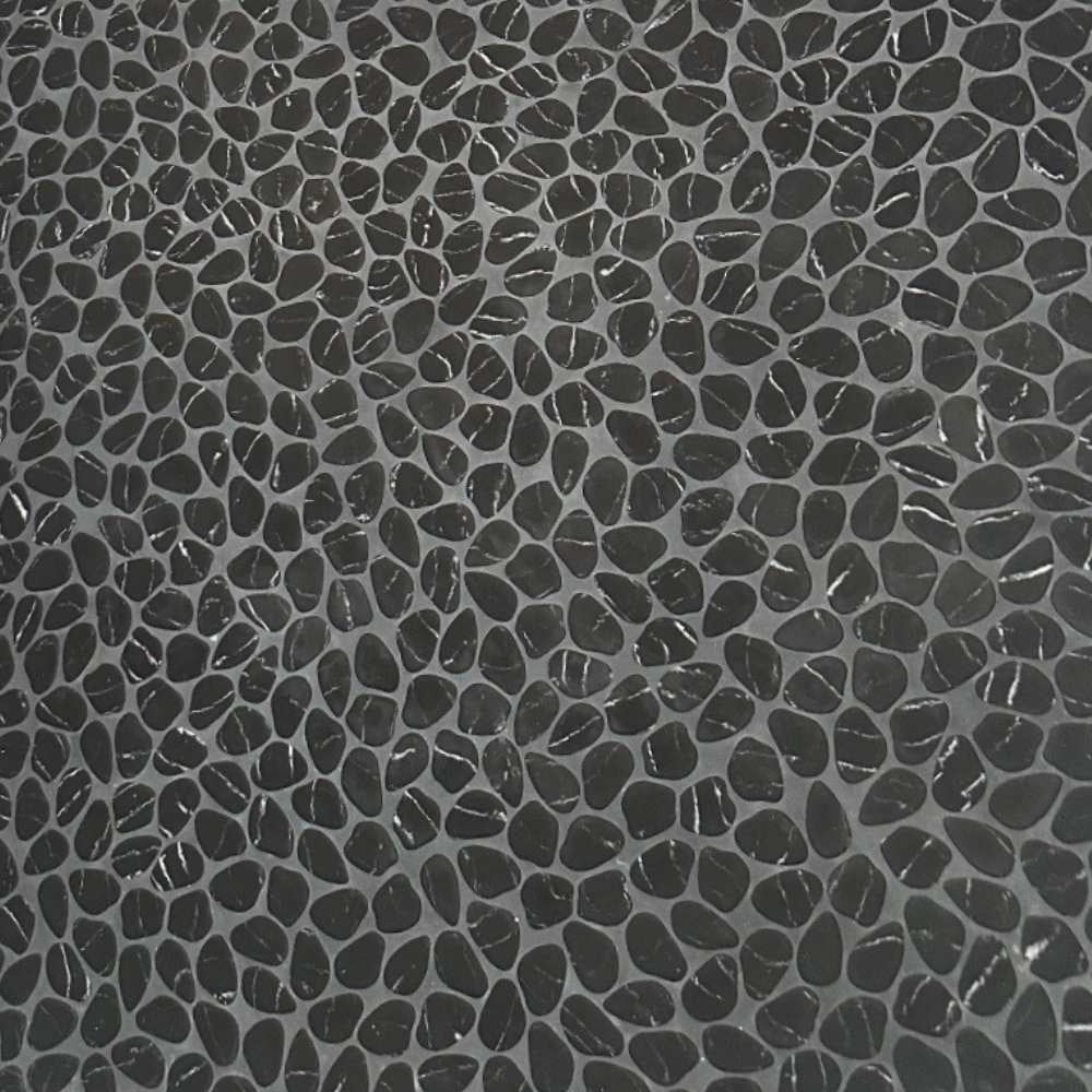 The Tile Life Recycled Cenote Pebble 13" x 13" Charcoal Matte Glass Mosaic Tile 1 Sheet