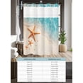 thumbnail image 6 of No Hook Cloth Fabric Shower Curtain with Snap in Liner, Ocean Starfish Waterproof Shower Curtains Set with See Through Top Window, Beach Shell Shore Waves Summer Sea Bath Curtains Shower 60"x72", 6 of 6