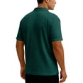 thumbnail image 3 of Mens Waffle Knit Polo Shirt Short Sleeve Button Down Pocket Tee Casual Summer Top Breathable Lightweight Golf Work Wear Dark Green 2XL, 3 of 5