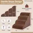 thumbnail image 2 of Pefilos 28" Dog Stairs for Small Pets with High-Density Sponge and Silicone Paw Prints, 4-Step Dog Ramp for Beds and Couch, Brown, 2 of 7