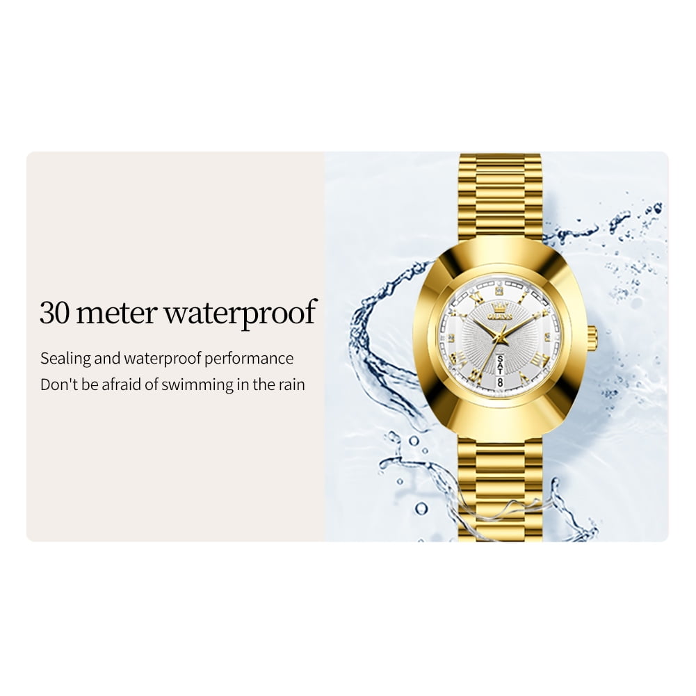 OLEVS Watches for Women Luxury Dress Waterproof Analog Quartz Fashion Gold Plated Tungsten Steel Roman Numeral Date Classic Female Ladies Watches Women Wrist Watches Gift Relojes para Mujer