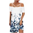 thumbnail image 1 of Moda mujer casual sexy hombro frío impresión verano manga corta vestido Fridja  bnh720, 1 of 4