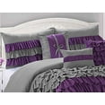 thumbnail image 2 of 7 Piece BRISE Double Color Ruffled Clearance bedding Comforter Set Fade Resistant, Wrinkle Free, No Ironing Necessary, Super Soft, All Size-Queen King Cal.King Size (King, Gray/Purple), 2 of 4