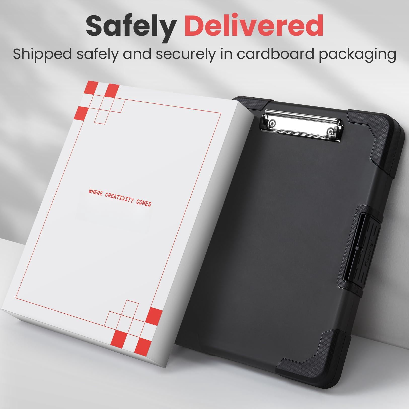 Toughest Clipboard With Storage  Internal Pen Pouch Included Letter/ A4 Size Shockproof Heavy Duty Plastic Clip Boards 8.5x11" High Capacity Clipboards Box Case For Contractor Trucker Driver