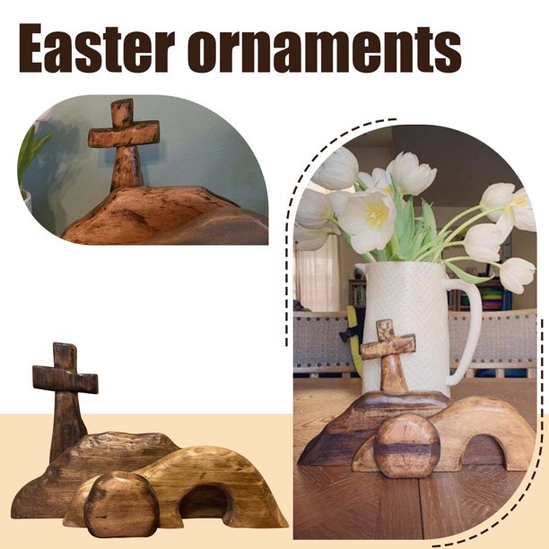 Empty Tomb Easter Resurrection, 9in Easter Resurrection Scene Set, Easter Scene Wooden Decor, The Empty Tomb Easter Tray Set, Wooden Easter Tomb Spring Christian Figurine for Home Office