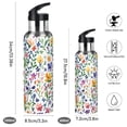thumbnail image 2 of Yayeee 20oz Insulated Water Bottle Double Wall Stainless Steel with Flip Straw Lid, Green Wildflower Pattern, 2 of 7