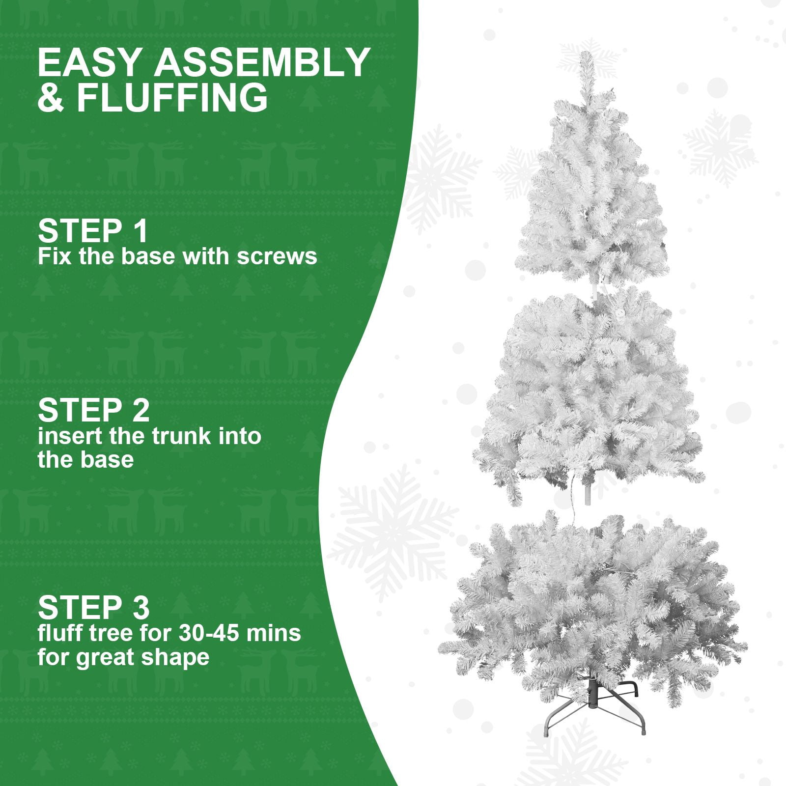 7FT Unlit White Halloween Christmas Tree with 1064 Branch Tips for Holiday Decoration