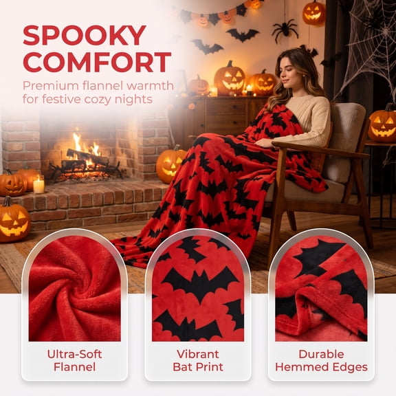 Halloween Fleece Blanket 51x39in Soft Flannel Throw for Couch Bed, Plush Cozy Blanket with Halloween Print, Lightweight Warm Decorations Gift by OVFUIZ