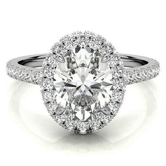 Vin Gol Oval Cut 1.90 ctw Women's Halo Diamond Engagement Ring In 14k Gold - 4