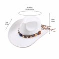 thumbnail image 3 of Qwertyu Cowboy Hat for Men Women Western Cowgirl Hat with Boho Belt Unisex Wide Brim Fedora Hat Beige, 3 of 6