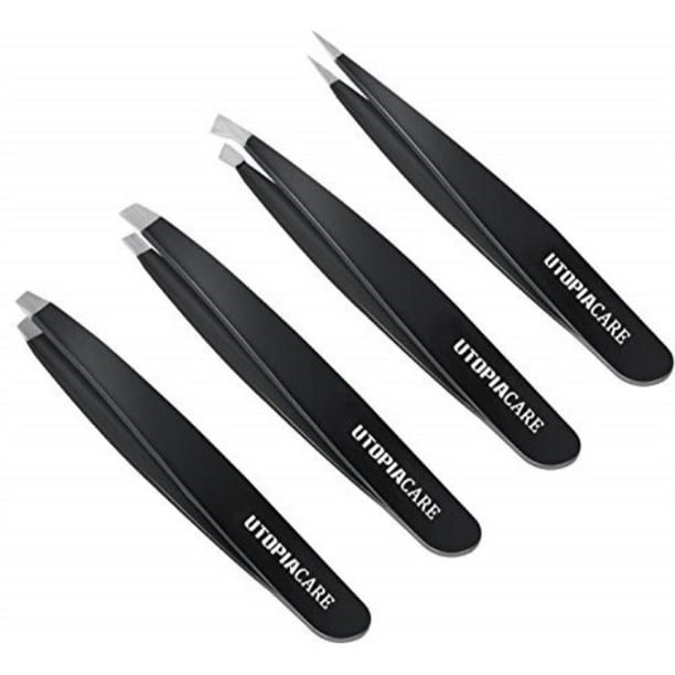 Professional Stainless Steel Tweezers Set (4Piece) Precision Tweezers for Ingrown Hair