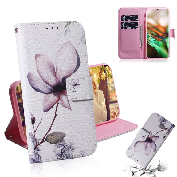 Galaxy Note 10 Wallet Case, Allytech PU Leather Cute Pattern Folio Kicstand Cards Slots Shockproof Full Protective Slim Magnetic Closure Wallet Cases Covers for Samsung Galaxy Note 10, Flower