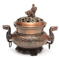 thumbnail image 1 of Alloy Incense Burner Double Dragon Style Hollow Cap Censer Cone Holder Decor, 1 of 5