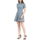thumbnail image 4 of INSPIRE CHIC Vestido de Oficina para Mujeres, Ajustado y Acampanado, con Cuello Turndown y Abertura Clave M Azul Cielo, 4 of 6