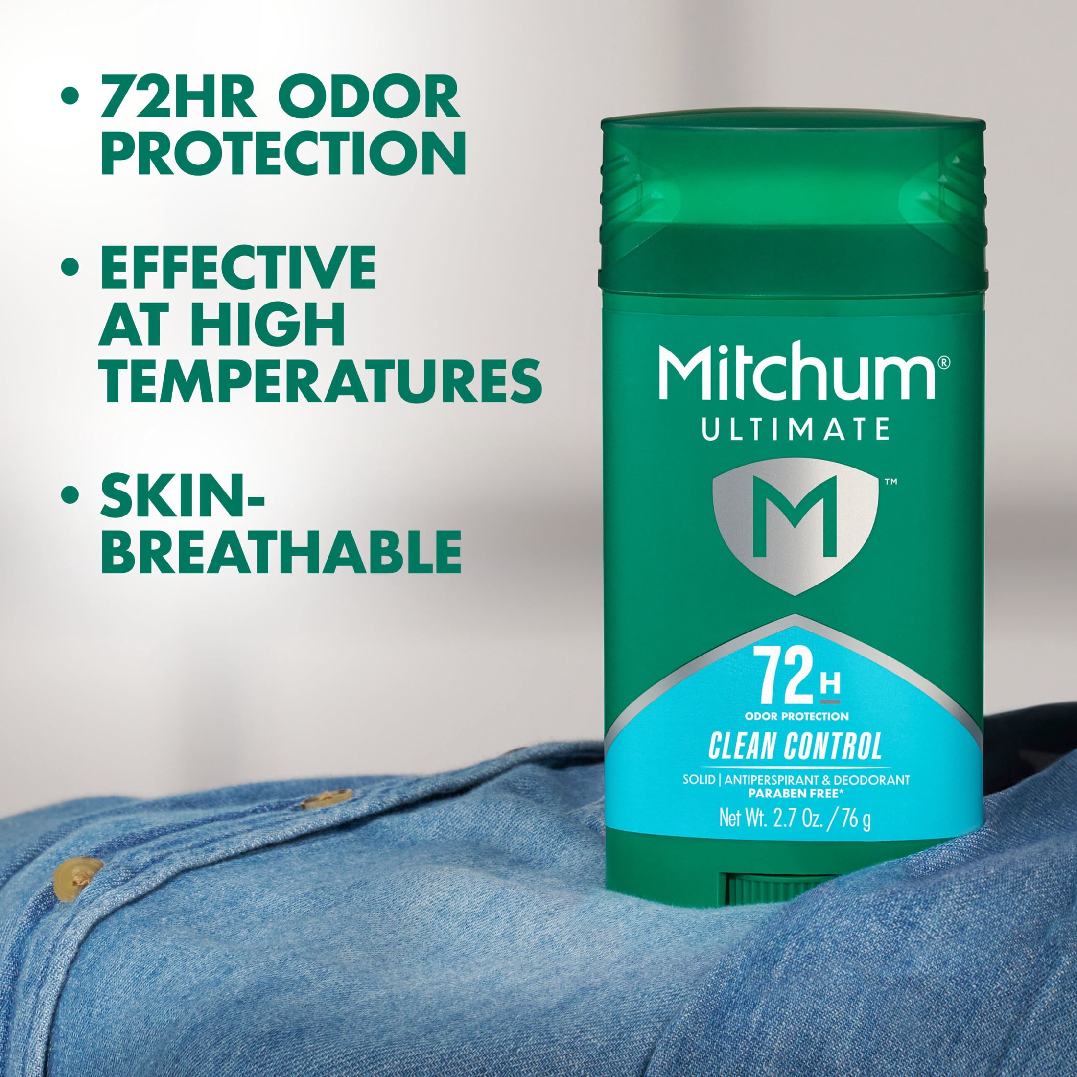 Mitchum Ultimate 72H Odor Protection Men’s Antiperspirant & Deodorant, Invisible Solid, Clean Control, 2.7 oz