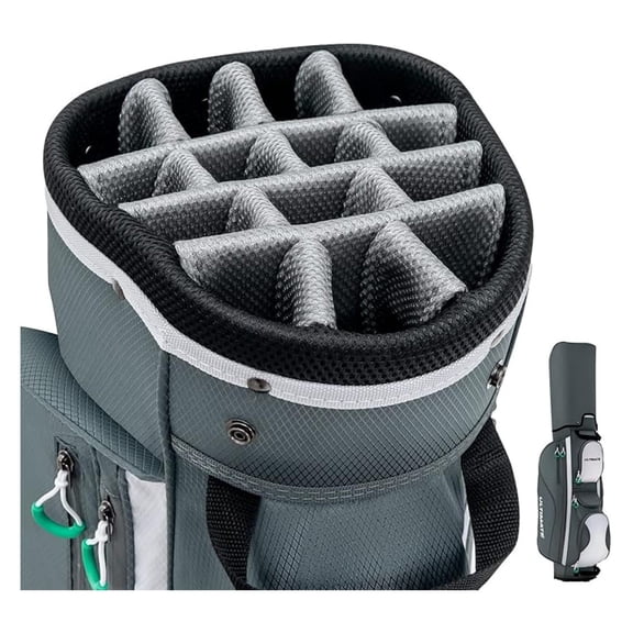 Golf Bag, 14 Way Golf Club Bags with Rain Hood, 7 Zippered Pockets, Beverage Cooler & Dual Straps, Durable Lightweight Golf Cart Stand Bag for Men Women