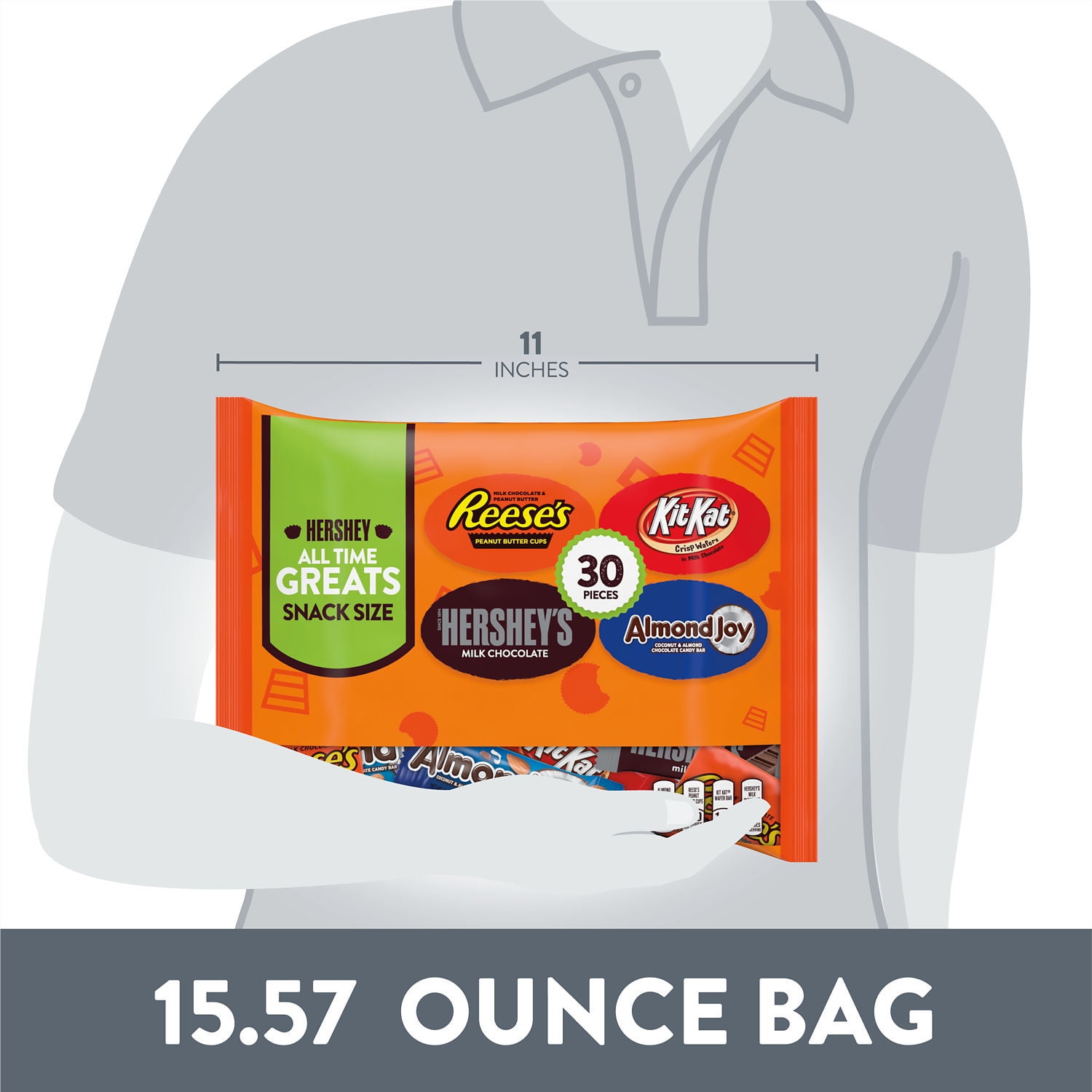 Hershey Assorted Chocolate Snack Size Candy, Bag 15.57 oz, 30 Pieces